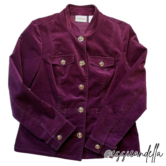 Chico's Deep Purple Utility Jacket with Gold Accents - Picture 1 of 7